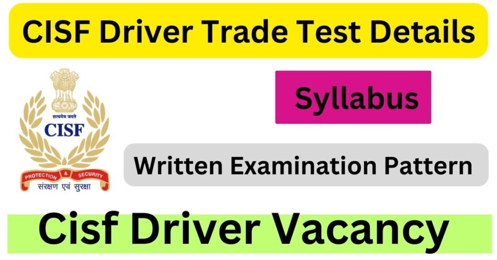 CISF Driver Trade Test Details 2025